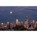 Seattle skyline and super moon at dusk-Seattle-Washington State Poster Print - Adam Jones (24 x 18)