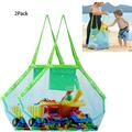 SJENERT Mesh Beach Bag 2 Pack Large Beach Toy Bag Kids Sand Toys Storage Bag Sea Shell Bag Beach Toys Tote Bag Beach Pool Gear(Blue)