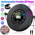 Portable CD Player with Stereo Headset EEEkit Personal Anti-Skip CD Music Player with HiFi Speakers Rechargeable CD Walkman with LCD Display/AUX Output for Home Travel Teens Music Lover - Black