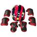 Sunisery 7Pcs/Set Child Kids Safety Helmet & Knee & Elbow Pad Set for Boys Girls Cycling Skate Bike Red B 3-9 Years