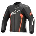 Alpinestars Faster V2 Airflow Leather Jacket TECH-AIRÂ® Compatible - Black/White/Red Fluo - 56