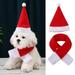 Opolski 1 Set Pet Hat Super Soft Friendly to Skin Non-Irritation Windproof Easy-wearing Enhance Atmosphere Polar Fleece Dog Plush Santa Claus Hat Scarf Party Decoration Pet Supplies