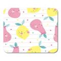 Colorful Cute Lemons and Pears Pattern Pink Fruit Summer Face Drawing Mousepad Mouse Pad Mouse Mat 9x10 inch