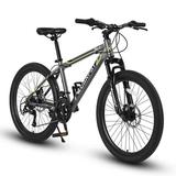 Ecarpat Mountain Bike 24-Inch Wheels Bikes Shimano 21-Speed with High Carbon Steel Frame Mechanical Disc Brakes Front Suspension Fork for Youth Adults Multiple Colors