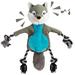 Juiluna Stuffingless Squeaky Dog Toys Crinkle Dog Toy with Rope Knots Grey Fox Shape No Stuffing Dog Chew Toys for Small Medium Dogs