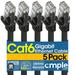 Cmple - [5 PACK] 10 Feet Cat6 Ethernet Cable 10 Gigabit Network Cord Cat6 Cable Ethernet Patch Cable Computer LAN Internet Cable with Snagless RJ45 Connectors Modem Wire - Black