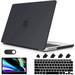 Case for New MacBook Pro 14 inch A2442 2021 GMYLE Plastic Hard Snap on Shell Cover Webcam Cover Dust Plugs Keyboard Cover & Screen Protector 5 in 1 Black