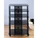 Black Poles 5 Black Glass Shelves AV Stand