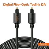 12FT Digital Optical Audio Cable CableCreation Toslink Cable Male to Male Digital Optical Cable with Gold-Plated Connector for Home Theater Sound Bar VD/CD Player Blu-ray Players Game Console&More