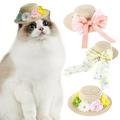 AURORA TRADE Pet Hat Braided Sun-Proof Adjustable Cat Dog Summer Sun Shade Straw Hat for Outdoor