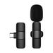 Mini Wireless Lavalier Microphone Clip-on Omnidirectional Mic Receiver Microphone System with Wind Muff Type-C Port Replacement for Android Smartphone Live Stream Interview Recording Video