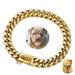 14mm Stainless Steel Gold Dog Collars Chain Collar with Safety Buckle Lock Cuban Link Chain Training Collar Dog Necklace Walking Collar for Small Medium & Large Dogs