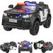 UWR-Nite 12V Kid Ride On Police Cop Car Battery Powered Electric Truck with Parental Remote Control Siren Flashing Lights Bluetooth Music Spring Suspension