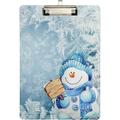 FMSHPON Christmas Snowman Fun Blue White Clipboard Hardboard Wood Nursing Clip Board and Pull for Standard A4 Letter 13x9 inches