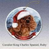 Holiday Pet Gifts Cavalier King Charles Spaniel Ruby Dog Porcelain Ornament