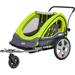 Instep Quick-N-EZ Double Tow Behind Bike Trailer for Toddlers Kids Converts to Stroller Jogger 2-in-1 Canopy Universal Bicycle Coupler Folding Frame Green