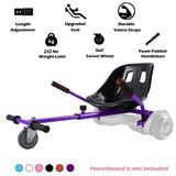 Purple Hoverboard Seat Attachment Hover Go Kart Hoverboard Go Cart Accessories Heavy Duty Frame Fun for Kids Fits 6.5 /8 /10 Go Kart Conversion Kit For Hoverboard