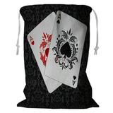 ECZJNT two aces playing cards casino poker chips Storage Basket Laundry Bag with Drawstring 24x32 Inch