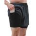 Carevas Men Sports Shorts with Liner 2-in-1 with Pockets Quick Dry Running Cycling Fitness Shorts