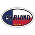 Pearland City Texas State Flag | TX Flag Brazoria County Oval State Colors Bumper Sticker Car Decal 3x5 inches