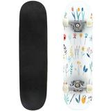 set of flowers and floral elements early spring forest and garden Outdoor Skateboard Longboards 31 x8 Pro Complete Skate Board Cruiser