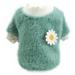 Dog Cute Plush Round Neck Warm Winter Flowers Sweater Pet Clothes Winter Warm Fleece Pet Coat For Small Dogs
