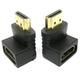 Grofry V1.4 HDMI-compatible 90 Degree Right Angle Male to Female Adapter for 1080P 3D TV LCD HDTV Black
