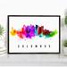 Pera Print Columbus Skyline Ohio Poster Columbus Cityscape Painting Unframed Poster Columbus Ohio Poster Ohio Home Office Wall Decor - 16x24 Inches