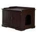 SamyoHome Wooden Pet House Cat Litter Box Enclosure Cabinet Indoor Storage Bench Furniture Coffee