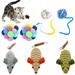 SHELLTON 7 Pcs Cat Toys Kitten Toys Assorted Cloth Mouse Cat Nibbles Toys Colorful Bell Ball and Colorful Wool Bell Ball