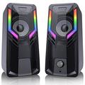 Computer Speakers RGB Gaming Speakers with 6Color Touch Control Backlit 10W Desktop Speakers Volume Control 2.0CH Stereo Dual Channel Multimedia Monitor Speakers 3.5mm AUX for Laptop Projector PC