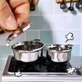 MyBeauty 1/3Pcs Mini Alloy Stock Pot Toy 1/12 Doll House Kitchen Utensil Cooking Ware