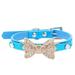 YUEHAO Pet Supplies Dog Collar Bling Bowknot Pet Collar Puppy Choker Cat Necklace RDS Blue