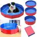 Foldable Dog Paddling Pool Puppy Cats Swimming Bathtub Pet Children Kid Ball Water Ponds Red 50/60/80 cm