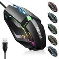TSV RGB Gaming Mouse Wired Programmable Ergonomic USB Mice with 3 Level DPI Multi-color Backlit 4 Buttons for Laptop PC Computer High Precision PC Gaming Mice for Desktop Windows Mac Gamer