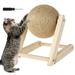 Toorise Cat Scratching Ball Natural Sisal Cat Scratcher Toy with Catnip Interactive Solid Wood Scratcher Ball 7x7x6.3 Inch Cat Scratch Post with Rotatable Ball for Indoor Cats and Kitten