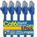 Cmple - [5 PACK] 7 Feet Cat6 Ethernet Cable 10 Gigabit Network Cord Cat6 Cable Ethernet Patch Cable Computer LAN Internet Cable with Snagless RJ45 Connectors Modem Wire - Blue