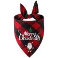 Cotton Plaid Dog Saliva Towel Single Layer Triangle Bibs Scarf Accessories Pet Saliva Towel for Christmas Parties and Photos