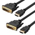 HDMI to DVI Cable (6 FT) Fosmon [2 PACK] DVI-D to HDMI Cord Bi-Directional Gold Plated High Speed HDMI (Type A) to DVI for HDTV Apple TV Smart TV PS3/PS4 Xbox Wii U