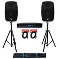 (2) Rockville SPGN158 15 1600W DJ PA Speakers+Power Amplifier+Stands+Cables