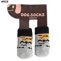 Dog Cat Socks 4 PCS Non-Slip Halloween Shoes Festival Themed Woven Paw Protector Knitting Pet Supplies for Floor Indoor