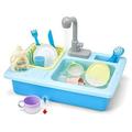 Kid Labsters Pretend Play Sink Set Pretend Kitchen Sink and Dishwashing Playset - Plastic Diner and Playhouse Toy Accessories - Dish Washing/Working Activity Center for Kids