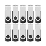 16GB USB 2.0 Flash Memory Stick Drive Swivel Thumb Drives Bulk 10 Pack Black Portable Data Storage for Universal Purposes at Home & The Office