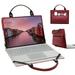 Lenovo ideapad S145-14IWL Laptop Sleeve Leather Laptop Case for Lenovo ideapad S145-14IWL with Accessories Bag Handle (Red)