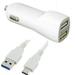 Car/DC Charger for Amazon Fire HD 8 (2017) Fire HD 10 (2017) Fire phone Kindle Fire HD (Fire HD 8.9 ) (Dual USB Port Data Charging Cable included) - White