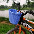 Kids Bike Basket for Girls Boys Front Handlebar Handwoven Imitate Wicker Basket Bike Bicycle Tricycle Balance Scooter Waterproof with Leather Straps Small Bike Baskets for Women