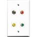 RiteAV 1 Port RCA Red and 1 Port RCA Yellow and 1 Port RCA Green and 1 Port Coax Cable TV- F-Type Wall Plate