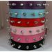 Vegan Leather Spiked Dog Collar XS S M L PU Leather Studded Dog Collar 1 Row Anti-Bite Studded Dog Collar -M-Light Blue