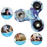 Fidget Hand Camouflage Tri-Spinner EDC Focus Toy for ADHD Anxiety Adult Kid - Blue