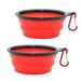 2 Pack Portable Dog Bowl Unbranded Foldable Pet Food & Water Collapsible Dish for Travel Hiking Camping (Red)